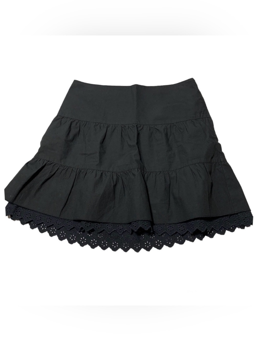 Talula Vintage Black Tiered A-Line Eyelet Hem Skirt Aritzia 100% cotton